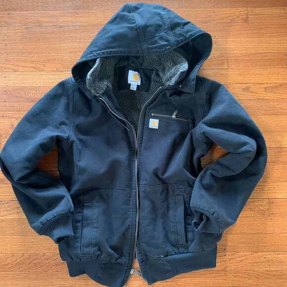 VTG Iconic Wildwood Sherpa Carhartt hooded Bomber Jacket-Womens M - Picture 1 of 14